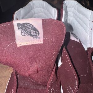 Vans Burgundy and White Sneakers